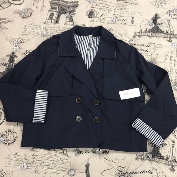 Maison Jules Crop Cold Weather Trench JackeT - Picture 3 of 5